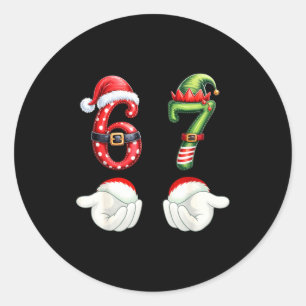 Pegatina Redonda Pijamas divertidas de Navidad 67 Seis Siete Meme 6