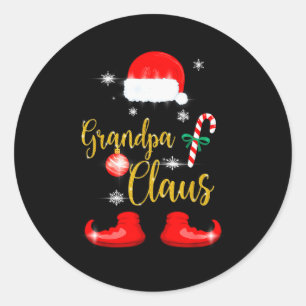 Pegatina Redonda Pijamas divertidas de Navidad para abuelo Santa Cl