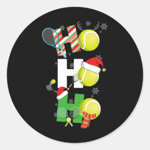 Pegatina Redonda Pijamas divertidos de tenis de Navidad jugador raq