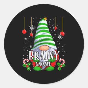 Pegatina Redonda Pijamas Navideñas De Gnome Inteligente Para Famili