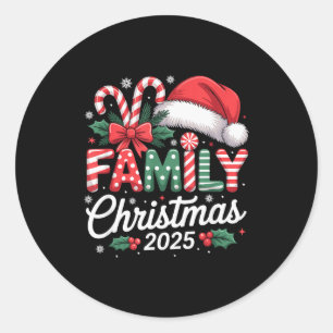 Pegatina Redonda Pijamas Navideñas Familiares 2025 Navidad Combinad
