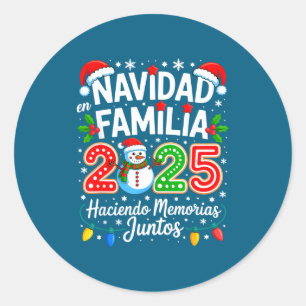 Pegatina Redonda Pijamas Navideños Familiares A Juego Navidad En Fa