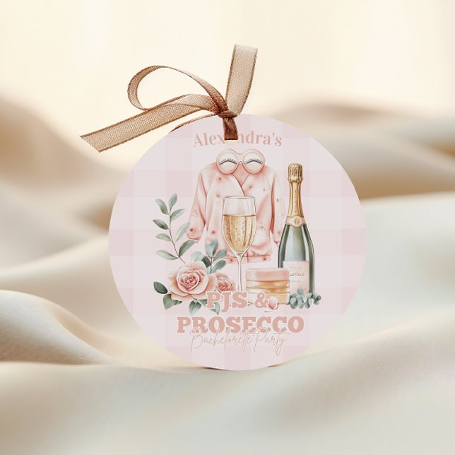 Pegatina Redonda Pijamas y Prosecco Bachelorette (Subido por el creador)