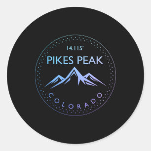 Pegatina Redonda Pikes Peak Colorado Montañas Rocosas Escalada Souv