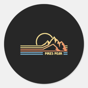 Pegatina Redonda Pikes Peak Colorado Senderismo Escalador Escalada