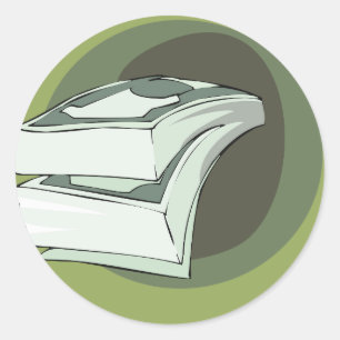 Pegatina Redonda Pila de Dinero Efectivo Billetes Verdes