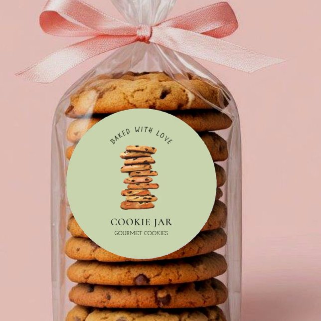 Pegatina Redonda Pila de galletas con chispas de chocolate Panaderí (Subido por el creador)