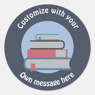 Pegatina Redonda Pila de libros
