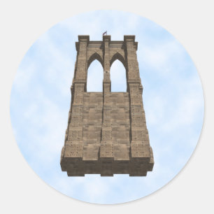Pegatina Redonda Pilar del Puente de Brooklyn: Modelo 3D: Sticker