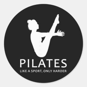 Pegatina Redonda Pilates como un deporte solo más duro divertido Co