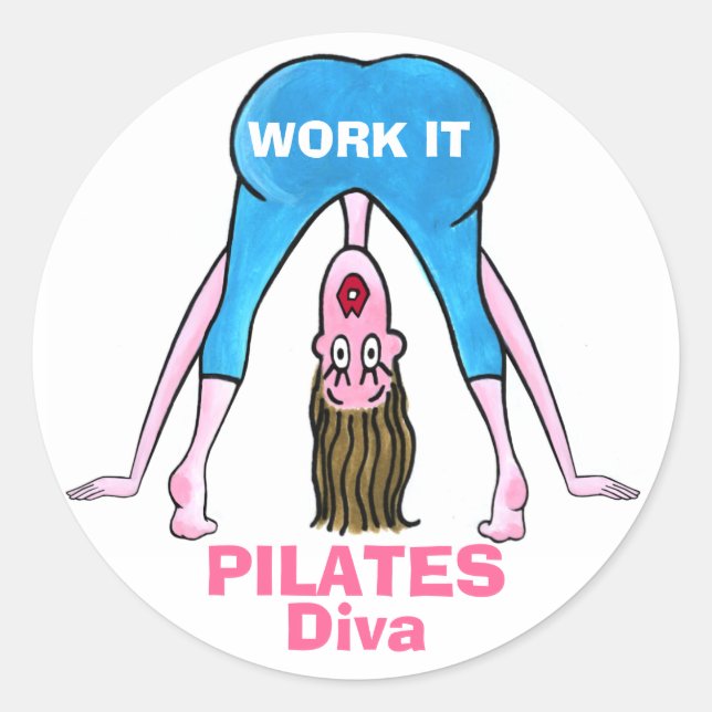 Pegatina Redonda PILATES Diva (Anverso)