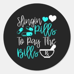 Pegatina Redonda Píldoras Para Pagar La Farmacia Farmacéutica