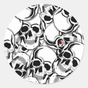 Pegatina Redonda Pile de Skulls Red Eye ID222