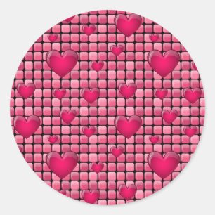 Pegatina Redonda Pile Rosa Con Corazón