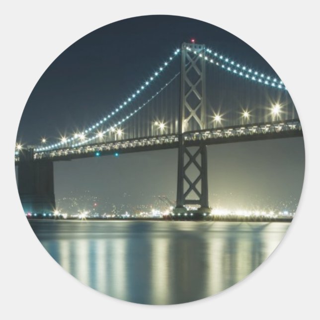 Pegatina Redonda Piletas a lo largo del Embarcadero, San Francisco (Anverso)