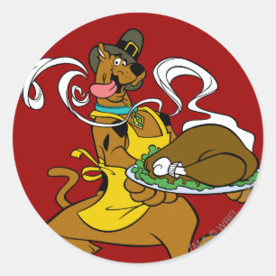 Pegatina Redonda Pilgrim Scooby-Doo con Turquía