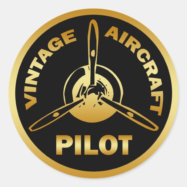 PEGATINA REDONDA PILOTO DE AVIONES DE VINTACIÓN (Anverso)