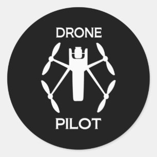 Pegatina Redonda Piloto de drones de clases