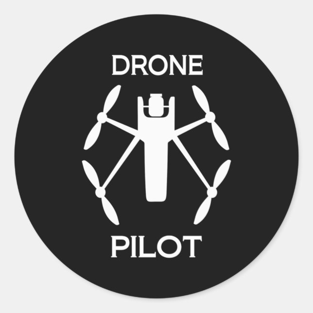 Pegatina Redonda Piloto de drones de clases (Anverso)