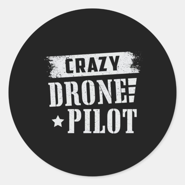 Pegatina Redonda Piloto de drones Quadcopter Drones FPV Regalo de c (Anverso)