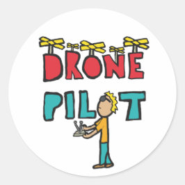 Pegatina Redonda Piloto de drones RC