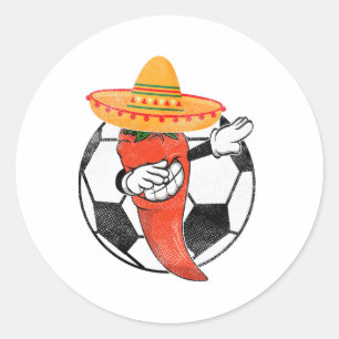 Pegatina Redonda Piloto de fútbol: Dabbing Hot Pepper Mexico Chili