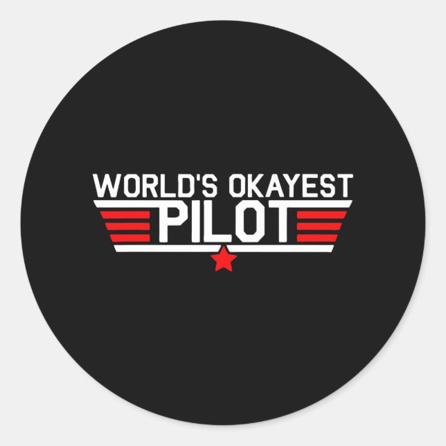 Pegatina Redonda piloto de okayest de worlds (Anverso)