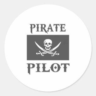 Pegatina Redonda Piloto de piratas