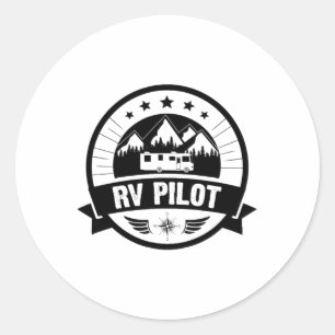 Pegatina Redonda Piloto de Rv Motorhome Divertido Viaje Rv Para Hom