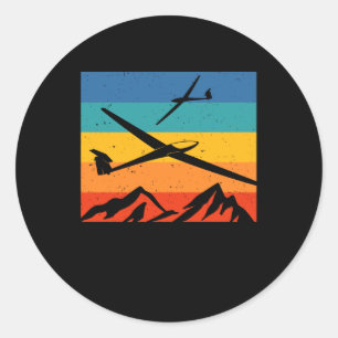 Pegatina Redonda Piloto del colisionador de planeador