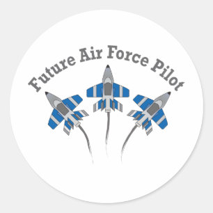Pegatina Redonda Piloto futuro de la Fuerza Aérea