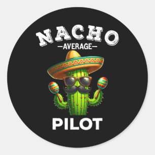 Pegatina Redonda Piloto promedio de Nacho