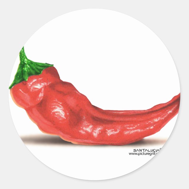 Pegatina Redonda pimienta caliente (Anverso)