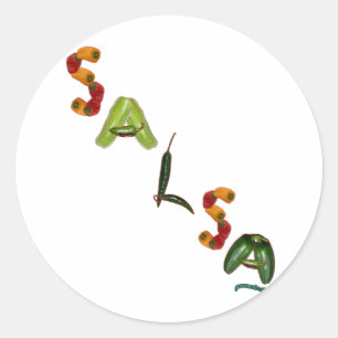 Pegatina Redonda Pimientas de chile de la salsa