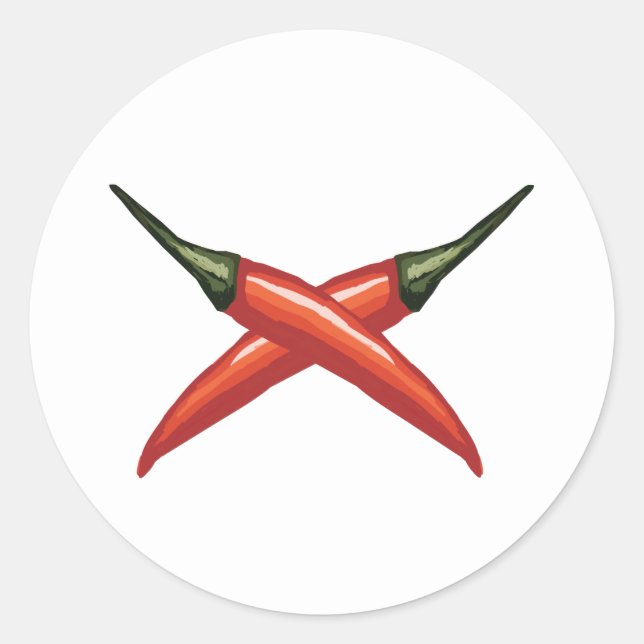 Pegatina Redonda Pimientos calientes de Guay (Anverso)