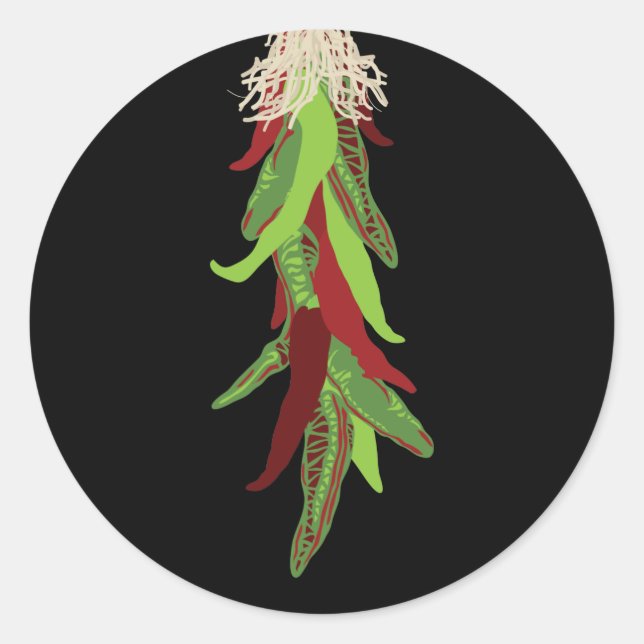 Pegatina Redonda pimientos de chile verde (Anverso)