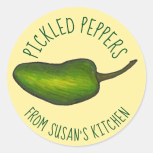 Pegatina Redonda Pimientos picados Green Hot Jalapeno Personalizado