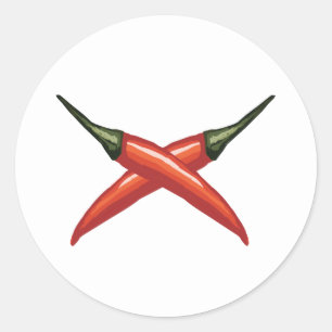 Pegatina Redonda Pimientos picantes frescos