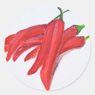 Pegatina Redonda Pimientos picantes rojos