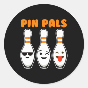 Pegatina Redonda Pin Pals Cute Funny Bowling
