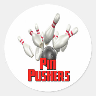 Pegatina Redonda Pin Pushers Bowling
