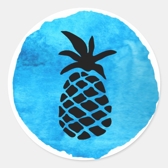 Pegatina Redonda Piña Azul (Anverso)