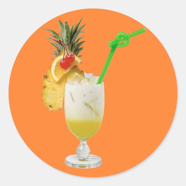 Pegatina Redonda Pina Colada (Anverso)