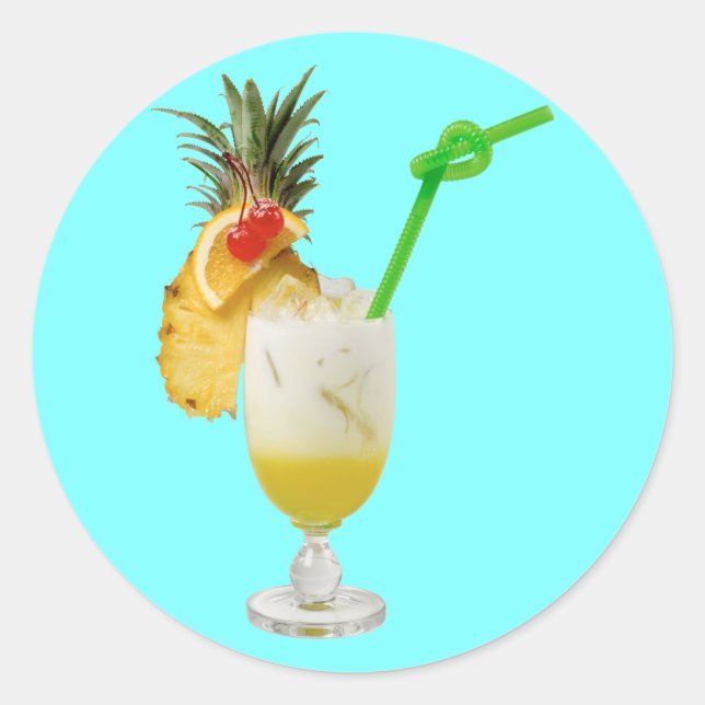 Pegatina Redonda Pina Colada (Anverso)