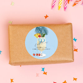 Pegatina Redonda Pina Colada Cherry Cocktail 50 cumpleaños