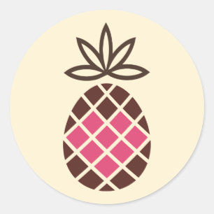 Pegatina Redonda Piña de chocolate con corazón rosa