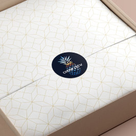 Pegatina Redonda Piña de puesta de sol tropical personalizada