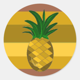 Pegatina Redonda Piña Dorada