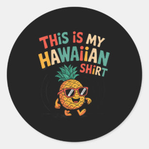 Pegatina Redonda Piña Este Es Mi Luau Tropical Camisas De Hawái