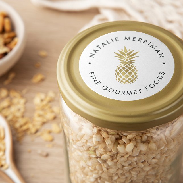 Pegatina Redonda Piña Faux Gold (Subido por el creador)